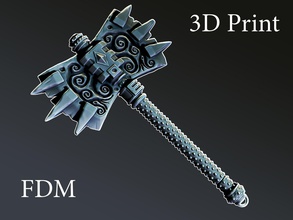 barbed axe art 3dprint print ender fdm fantasy highpoly sculpture printable wow warhammer warcraft weapon melee design zbrush sculptures creality 3d print model - Mito3D