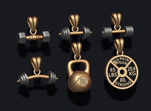 barbell pendant pack weight workout gym weights olympic equipment bodybuilding training sport fitness exercise muscle bell body set jewel jewelry printable pendants 3d print model - Mito3D
