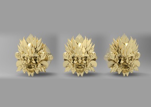 barong face3d gold art decoration jewelry printable culture bali gods demon sculptures 3d print model - Mito3D