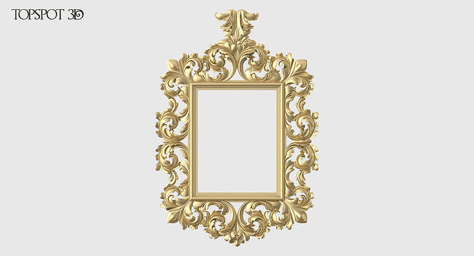 baroque mirror frame carved carving frame mirror baroque renaissance rococo acanthus furniture interior design classic decor finishes cnc style 3dprint highpoly antique art  3D print model - Mito3D