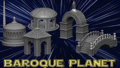 baroque planet architecture scifi sci fi naboo future futuristic green dome tower cupola terrain buildings legion sith games toys game accessories 3d print model - Mito3D
