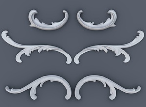 baroque volutes pack house architectural cad classic corner cornice decor molding ornament panel print roccoco volute 3d print model - Mito3D