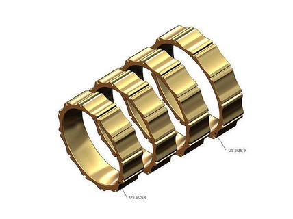 barrel grooves fashion band us sizes 6to9 ring jewelry gold silver printable jewellery grooved fluted gents men stacker stackable luxury minimalist modern statement 3d model rings 3d print model - Mito3D