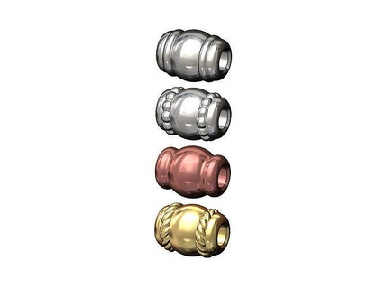barrel shaped bead charm pendant ball jewelry printable gold silver bracelet necklace fashion jewellery sterling braid braided rope wire vintag beed earring bracelets 3d print model - Mito3D