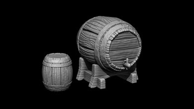 madeira barris conjunto barril 28mm decoração borda jogos miniatura recipiente taberna dnd brinquedos acessórios fantasia 3d print model - Mito3D