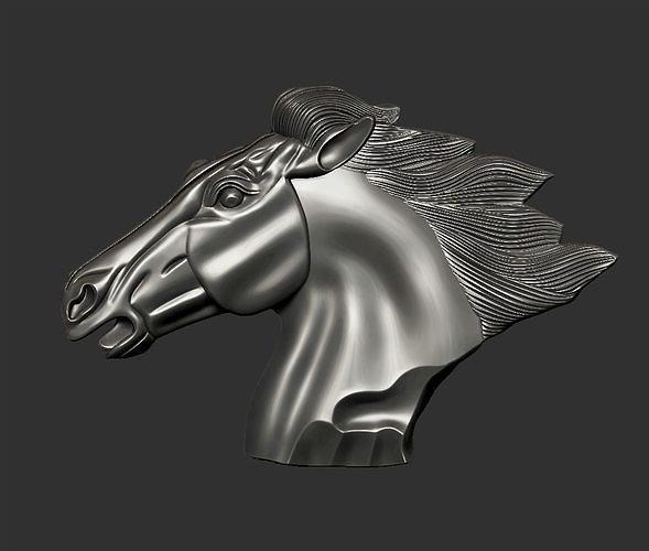 bas-relief of horse head bas relief cnc carving printable animal statue sculpture decoration ornament pendant jewel jewelry decor art sculptures 3D print model - Mito3D