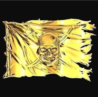 bas-relief pirate flag skull overlay 2317 bas relief pirate flag overlay ocean sea pirates caribbean jewelry 3d modeling creative design rapid prototiping rendering animation buckle belt skull pendants  3d print model - Mito3D