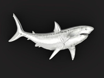 bas-relief shark 2775 bas relief fish big dangerous open mouth fin ocean sea pirates fishermen fishing gold silver animals jewelry 3d modeling pendants 3d print model - Mito3D