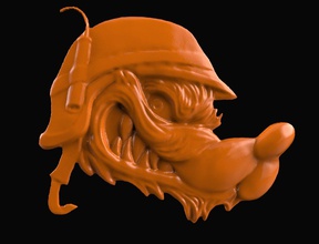 bas relief of lupo sollievo 3dprint casco sorriso denti arte albero fresatura incisione incisore 3d print model - Mito3D