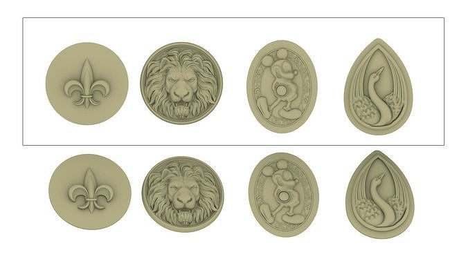 bas relief 3d designs cnc engraving fleur lion mickeymouse mickey disney pendant jewellery carving artcam jdpaint zbrush art sculptures 3D print model - Mito3D