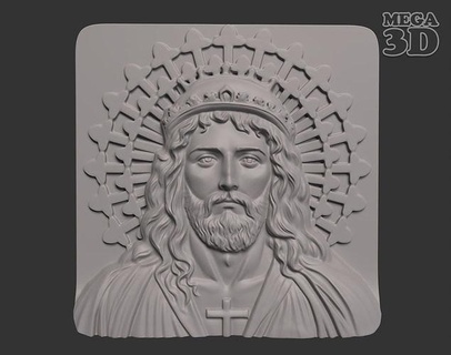 bas sollievo Gesù ritratto 230522 3d modello statua Chiesa cristiano cattolico agrifoglio santo Dio scultura arte Cristo jesu Cattedrale padre sculture 3d print model - Mito3D