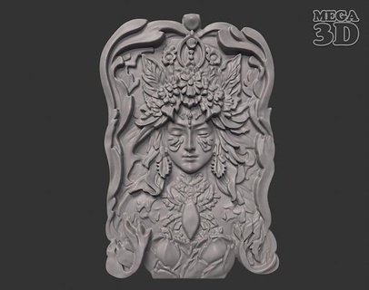 bas Rahatlama Kadın 230519d kabartmalar Sanat dekor Nouveau deko cnc Vesika dekoratif ev heykelcik heykel kız KADIN heykeller 3d print model - Mito3D