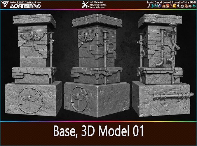 base 3d model rock rocky stone architectural mesh collection collectible statue modeling sculpting games toys 3D print model - Mito3D