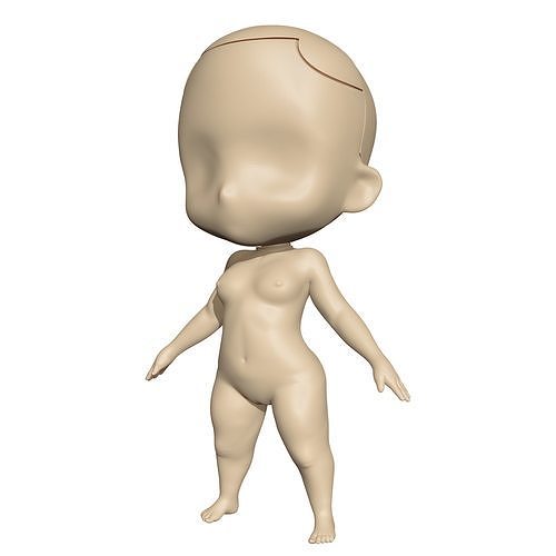 base Mersh chibi femelle figure personnage femme sculpture statue fille tête mignonne corps art modèle basemersh sculptures Messie ferraille 3D print model - Mito3D