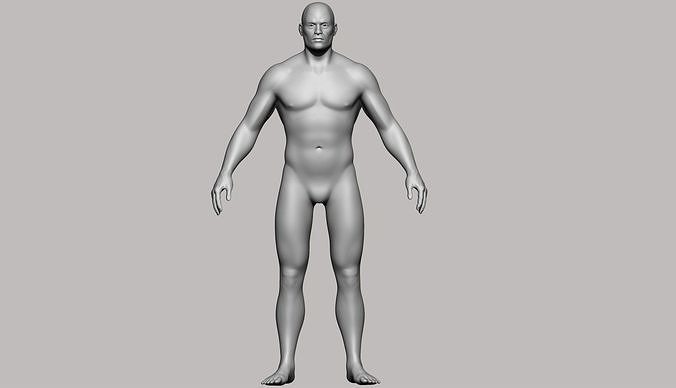 base mesh male body 3 man character human people realistic anatomy art sculptures 3D print model - Mito3D