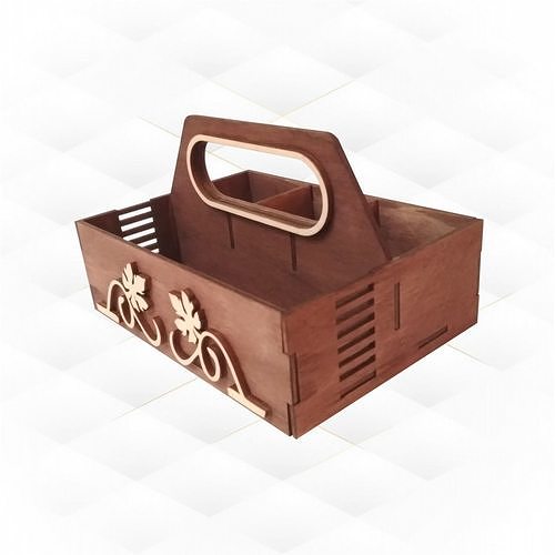 basket picnic ready laser cut file spices holder box vector cutting design pattern svg engraving drawing gift plan layout co2 hobby diy 3D print model - Mito3D