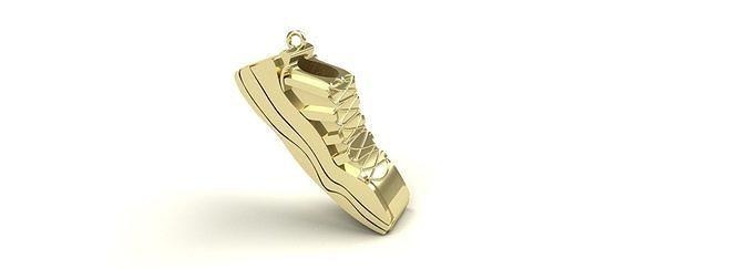 basketball shoe pendant gold silver platinum luxury jewelry necklace sterling bling mens womens bball pendants 3d print model - Mito3D