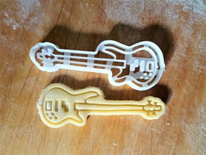 bass guitar cookie cutter music instrument musical biscuit ginger bread baked bakery baking cookies kitchen protonik dining house 3d print model - Mito3D
