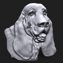 basset chien tête bas soulagement animal sculpture cnc silence chiot imprimable 3d impression stl obj zbrush art sculptures 3d print model - Mito3D