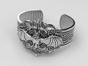 chauve-souris bracelet bijoux le d'impression 3dprinted imprimable de la conception joyau mode printabl l'impression d'autres prototypage d'argent motard noircissement texture les bracelets 3d print model - Mito3D
