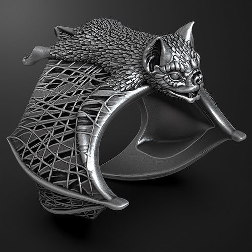bat ring jewelry fashion printable silver platinum gold rings 3D print model - Mito3D