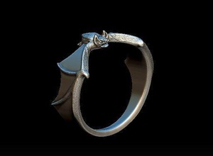 bastão de anel jóias morcego batring prata robusto feminino boho boêmio cigano natural doces batman a escuridão vampiro magia talismã tarrot escuro animais anéis 3d print model - Mito3D