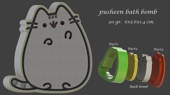 banyo bomba Pusheen kalıp şampuan katı sabun basın Solido Jabon Molde kedi ev 3d print model - Mito3D