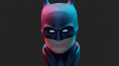 batman maschera gratuito morbido orecchio robert pattinson dc dccomic stampabile 3dmodel supereroe cosplay passatempo fai 3d print model - Mito3D
