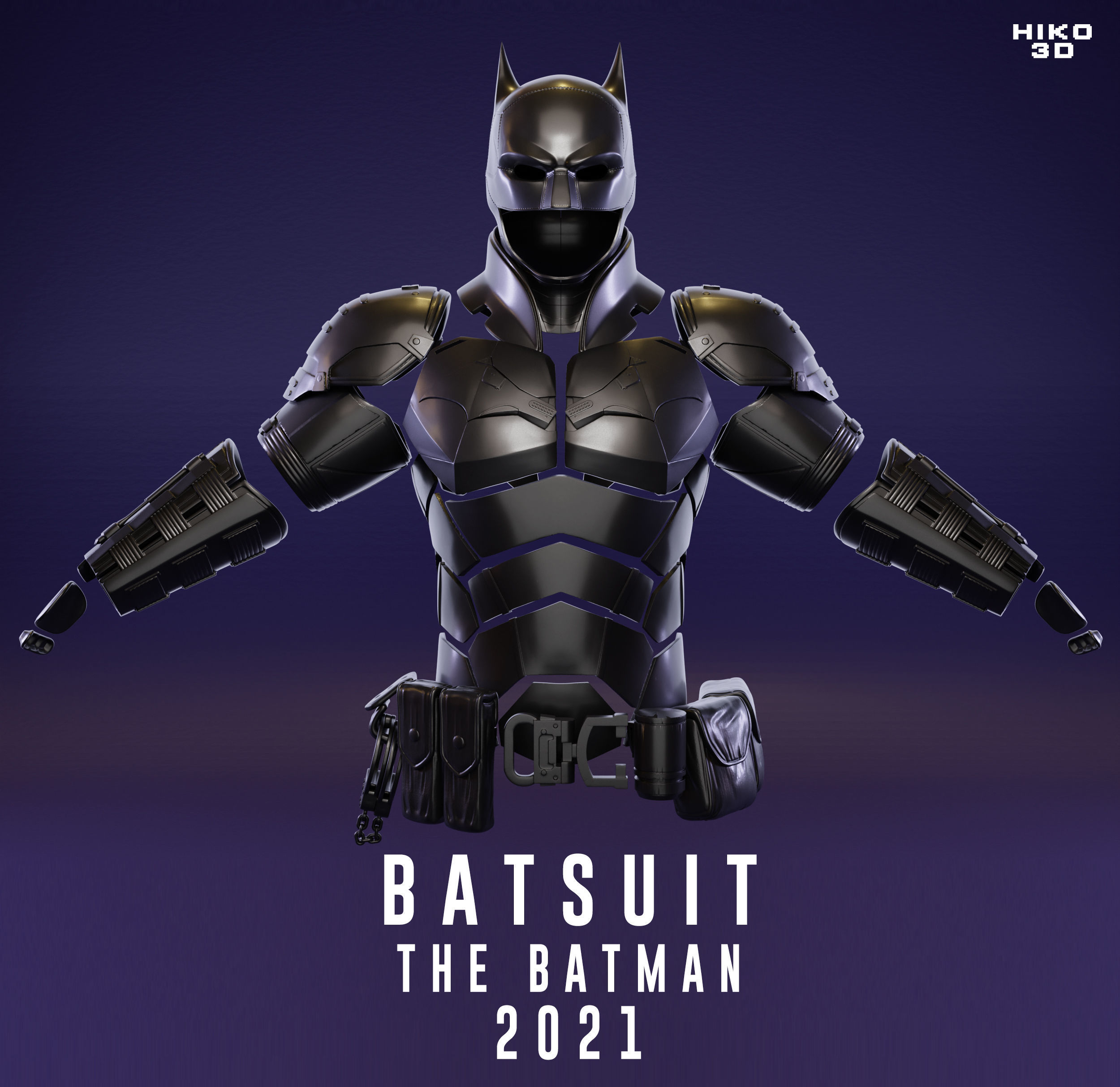 batman 2022 traje baño robert pattinson dc cómic cosplay armadura hombre juegos juguetes máscara 3D print model - Mito3D