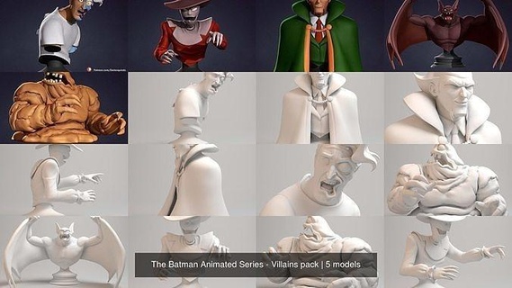 batman Animé séries méchants pack prêt imprimer 3dprintable jouets série animée buste scélérat dessin animé dc créature animal bête scifi Jeux 3d print model - Mito3D