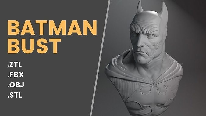 batman bust superhero comic hero dc statue dccomics sculpture print printable art man sculptures 3D print model - Mito3D