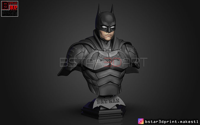 batman bust - robert pattinson 2021 dc comic king mask helmet cosplay head face joker robin man art sculptures iron 3D print model - Mito3D