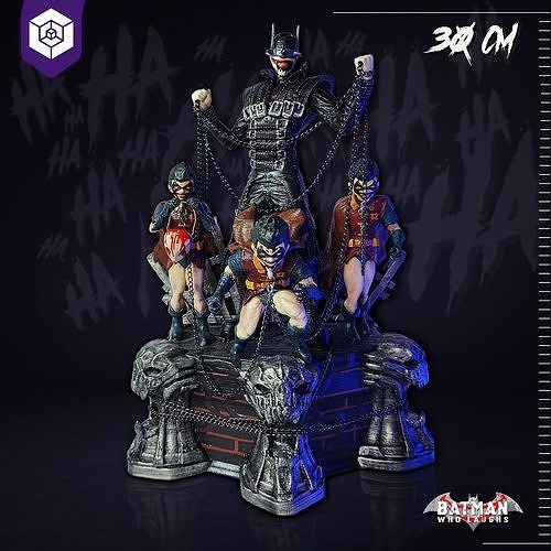 batman who lacht joker kunst escultura dc comics skulptur dunkel nächte karikatur hauptbuch verkleidung schläger batmanwholaughs skulpturen 3D print model - Mito3D