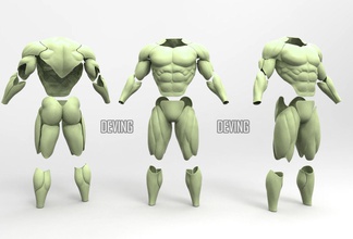 batman muscle corps costume cosplay v3 muscles batfleck justice ligue soutenir jeux jouets deving 3d print model - Mito3D
