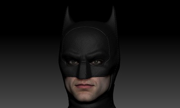 batman roberto pattinson buio viso stampa scolpire ritratto uomo giochi giocattoli 3d modellazione maschera cappuccio arte sculture 3d print model - Mito3D