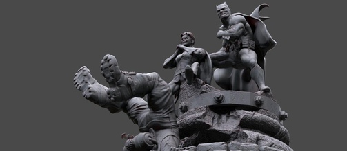 batman robin dc historietas dibujos animados liga justicia estatua arte perdición superhombre 3d impresionar personas esculturas 3d print model - Mito3D