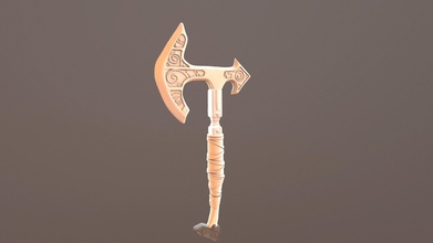 battle axe poly no textures games-toys polygon toy bladed weapon printing printable prototyping games toys 3d print model - Mito3D