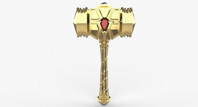 battle hammer keychain jewelry pendant brass thor marvel tool toy pendants 3d print model - Mito3D