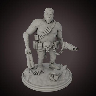batalha macaco 3d 3dprint 3dmodel Guerreiro militares pessoa imprimível escultura arte esculturas personagem 3d print model - Mito3D