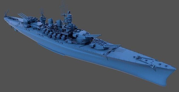 bataille navale rn Roma 1 200 échelle italien marine ww2 naval Seconde Guerre mondiale embarcation navire kit modèle trousse loisir DIY 3d print model - Mito3D