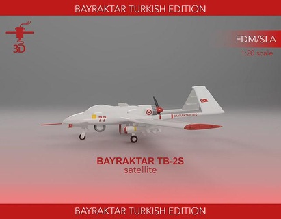 flagtar tb 2s Satellite drone3d impression modèle flagtardrone bayraktartb2 tb2 tb2s 3dprintdrone jouet drone 3dprintplane turc aideukraine loisir DIY avion militaire Jeux jouets 3d print model - Mito3D