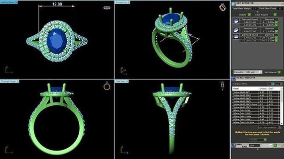 bcj 012 engagement bague diamant bandes 3dprint goujat platine solitaire calcul bijoux anneaux 3d print model - Mito3D