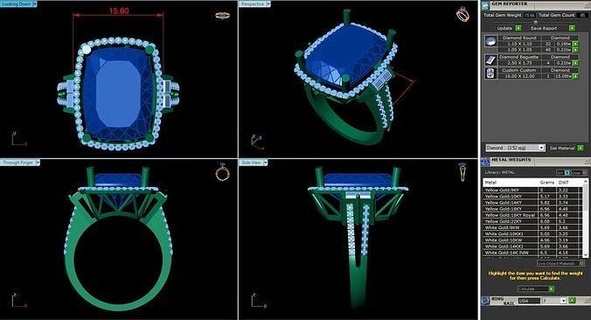 bcj 052 zafiro diamante anillo bandas 3dprint canalla platino compromiso solitario Roca joyería joya anillos 3d print model - Mito3D