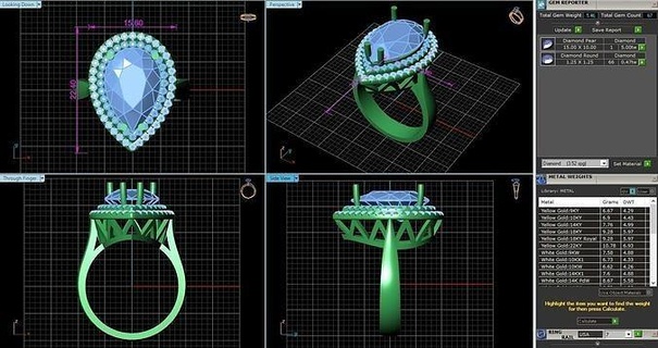 bcj-078 ring diamond bands 3dprint cad platinum engagement solitaire stone jewelry rings 3d print model - Mito3D