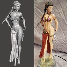 beach fighter3 princess by sparx star wars pin up leia female fantasy scifi woman girl muscular pose comics video game art sculptures 3d print model - Mito3D