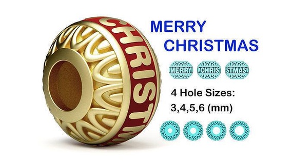 talón encanto pulsera alegre Navidad 4 agujero tamaños joyería joya Pandora plata oro jubobox cadena saludo pandent esposas bendición 3d print model - Mito3D