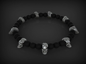 perles de crâne 01 2 bijoux or la livre sterling d'argent joyau imprimable collier mode beauté d'impression le bracelet 3d 3dmodel talon les skullbead d'autres 3d print model - Mito3D