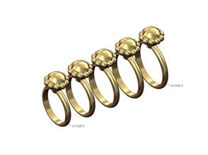 beaded 8mm gold ball ring us size 5to9 fashion jewelry printable silver jewellery sterling luxury accessories bead hardwear classic modern vintag statement rings 3d print model - Mito3D
