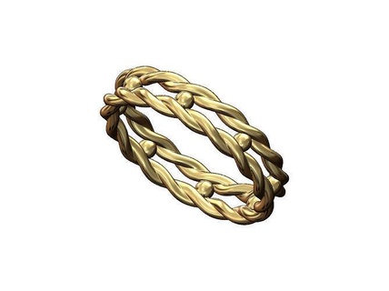 Perlen doppelt geflochten Seil Stapler Band us Größen 5to9 Ring Schmuck druckbar Gold Silber flechten Draht vintag stapelbar Korn Mode 3d Modell Ringe 3d print model - Mito3D