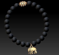 perlen schmuck armband korn gold mode druckbar elefant nashorn zbrush lava männer frauen swarovski onyx elegant vulkanisch schwarz armbänder 3d print model - Mito3D